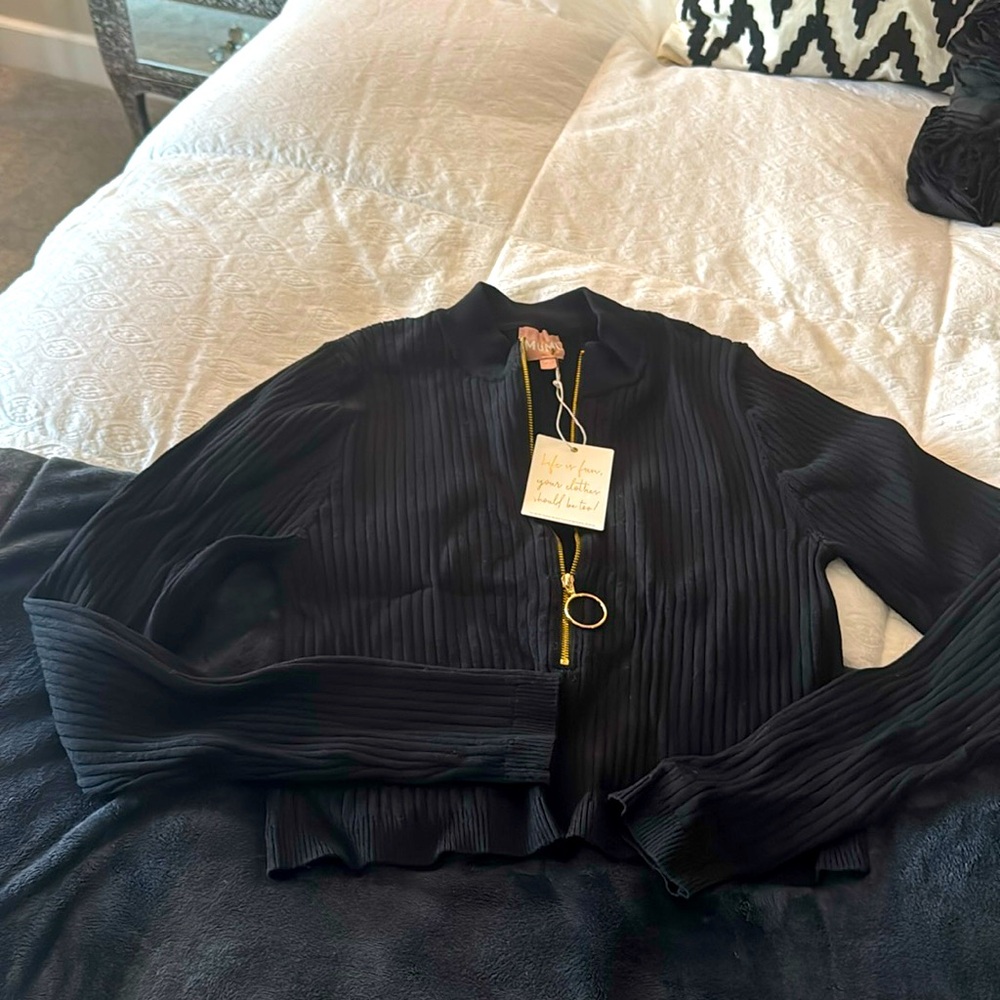 show Me Your MuMu Charlie zipped sweater size XL NWT ribbed